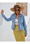 Women's Slim Fit Denim Jeans Jacket Light Blue