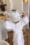 100% Cotton Hooded Children's Bathrobe with Ears and Animal Figure - Cow - 2