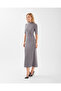 Grey Round Neck with Seat-Up Midi-Length Dress - 7