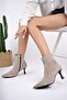 Natalie Guaranteed Genuine Leather Pointed Toe Zippered Thin Heeled Women's Boots - 8
