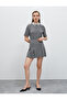 Glittery Pleated Knitwear Mini Skirt