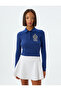 Polo Neck T-Shirt Camisole Long Sleeve Buttoned College Embroidered Slim Fit - 3