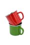 Enamel Mug Fire Resistant Camping Cup Vintage Red Green Double Walled 350ml 9 cm - 3