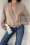Women's Beige Knitwear Detailed Buttoned Leather Cardigan - 6