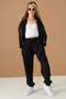 Girl's Black Tracksuit Set - Written Cardigan, 19486