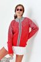 Women's Zipper Detailed Cardigan Red 20870