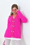 Women's Button Detailed Cardigan Fuchsia 20865 - 4
