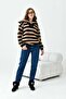 Women's Half Zipper Striped Sweater Black 20726 - 6