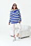Women's Half-Zip Striped Sweater Cobalt Blue 20726
