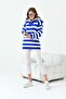 Women's Half-Zip Striped Sweater Cobalt Blue 20726 - 5