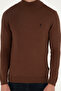 Men's Slim Fit Half-High Collar Brown Basic Sweater 50288887-Vr158 - 6