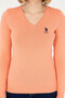 Women's Salmon V-Neck Basic Sweater 50288997-Vr047 - 6