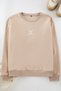 Taş Oversize/Geniş Kesim Bisiklet Yaka Uzun Kol Hayvan Nakışlı Sweatshirt TMNAW24SW00169 - 2