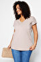 Vizon Relaxed V Yaka Yırtmaçlı %100 Pamuk Örme T-Shirt TBBSS22BF0036 - 2