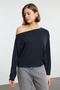 Antrasit More Sustainable Kayık Yaka Relaxed/Rahat Kesim Modal Örme Bluz TWOAW25BZ00282