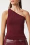 Women's Burgundy Single Shoulder Scan Knitwear Blouse Fn03208 - 3