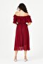 Madonna Neckline, Chiffon, Burgundy Dress - 4