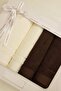 Trendy Bath Set- (90x150 Cm+50x90 Cm)- Brown Cream - 2