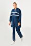 Women's Large Size Indigo Striped Tracksuit Set - 3