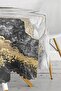 Black and White Gold Marble Motif Digital Printed Round Tablecloth - Diameter 140 cm - 3