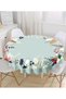 Colorful Floral Patterned Digital Printed Modern Round Tablecloth with Colorful Background - Diameter 140cm