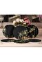 6-Piece Black Floored Gold Detailed Special Design Supply & Placemat - 2