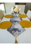 Gray Marble Patterned Runner - 4 Mustard Yellow Supla - 4