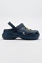 Thick Sole Women's Sabo Slippers with Accessories Dark Blue - 2