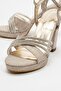 Women's Heeled Sandals Gold Glitter - 3