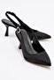 Women's High Heel Shoes Black Striped Satin