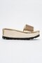 Women's Wedge Heeled Stone Slippers Gold Gold - 2