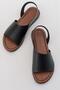 Wide Single Strap Women's Sandals Black Skin - 5