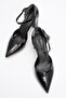 Women's Buckle Heeled Shoes Black Croco - 5