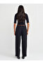 71552 Model - Black Belted Straight Fit Trousers - 2