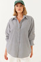 Women's Black Metallic Thread Striped Shirt Mbms021 60501021 - 4