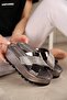 Women's Cross-Strapped Stone Slippers Platinum Mirror - 2