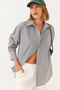 Women's Black Metallic Thread Striped Shirt Mbms021 60501021