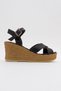 Women's Cross-Strapped Wedge Heeled Sandals Black Skin - 2