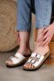 Women's 2 Buckle Belted Slippers White Skin - 2