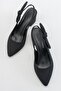 Side Bow Open Back Women's Heeled Shoes Black Zra - 5