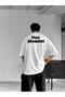 Men's Oversize Textured Printed 100% Cotton T-Shirt White - 3