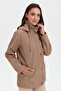 Women's Hooded Short Trench Coat with Side Pockets Mink - 4