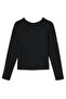 Kids Girl Crew Neck Long Sleeves Plain Top, Black - 3