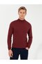 Burgundy Slim Fit Half Turtleneck Basic Knitwear Sweater 50256965-Vr014