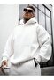 White Mixed Hoodie Cotton Hooded Sweatshirt - 2