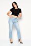 Women Sheri Slim Fit Ankle Cuff Stretchable Jeans, Light Wash Blue - 3
