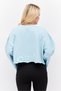 Women Crew Neck Long Sleeves Embroidered Logo Top, Turquoise - 4
