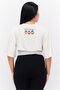 Women Round Neck Short Sleeves Layered Crop Top, Cream - 3