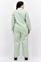 Women Plain Long Sleeve Jumpsuit, Light Green - 3
