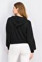 Women Printed Regular Fit Hoodie Sweater, Black - 3
